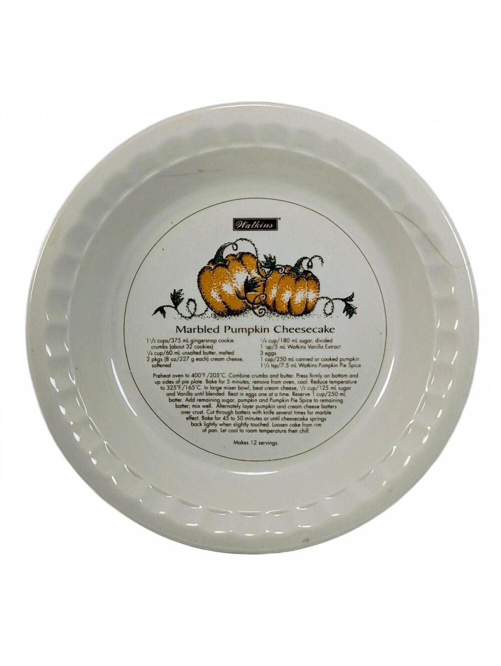 Watkins Marbled Pumpkin Cheesecake Recipe Pie Plate